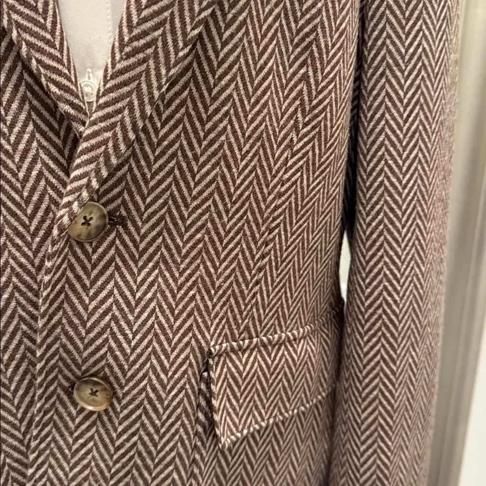 Polo Ralph Lauren Brown Cream Wool blend Blazer Size 16 - Picture 4 of 13